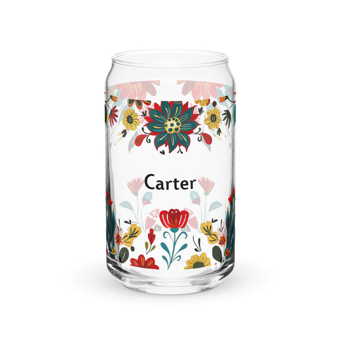 Carter Exclusive Name Art Piece Can-Shaped Glass Home Office Work Mexican Spanish Pride Gift Cup One-Of-A-Kind Calligraphy Glass | C29