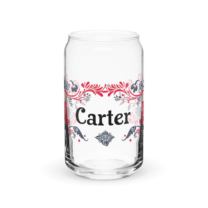 Carter Exclusive Name Art Piece Can-Shaped Glass Home Office Work Mexican Spanish Pride Gift Cup One-Of-A-Kind Calligraphy Glass | C36