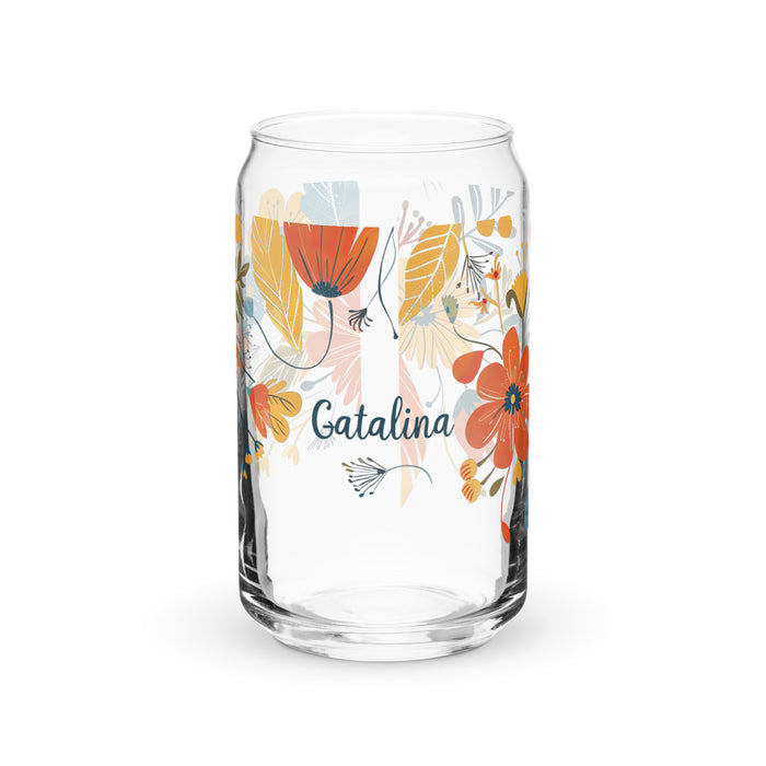 Catalina Exclusive Name Art Piece Can-Shaped Glass Home Office Work Mexican Spanish Pride Gift Cup One-Of-A-Kind Calligraphy Glass | C15