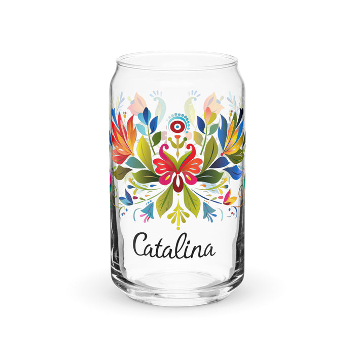 Catalina Exclusive Name Art Piece Can-Shaped Glass Home Office Work Mexican Spanish Pride Gift Cup One-Of-A-Kind Calligraphy Glass | C17