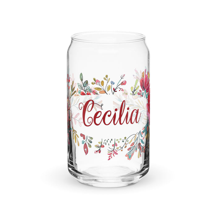 Cecilia Exclusive Name Art Piece Can-Shaped Glass Home Office Work Mexican Spanish Pride Gift Cup One-Of-A-Kind Calligraphy Glass | C21