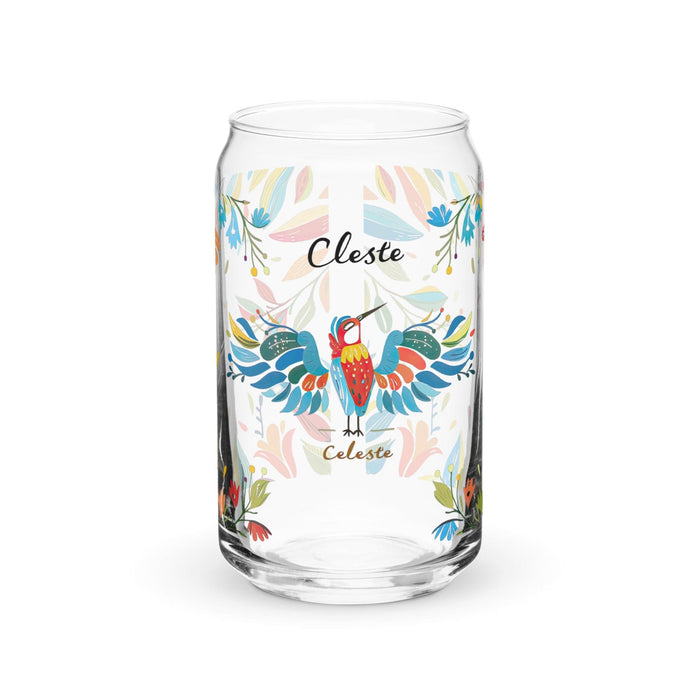 Celeste Exclusive Name Art Piece Can-Shaped Glass Home Office Work Mexican Spanish Pride Gift Cup One-Of-A-Kind Calligraphy Glass | C22