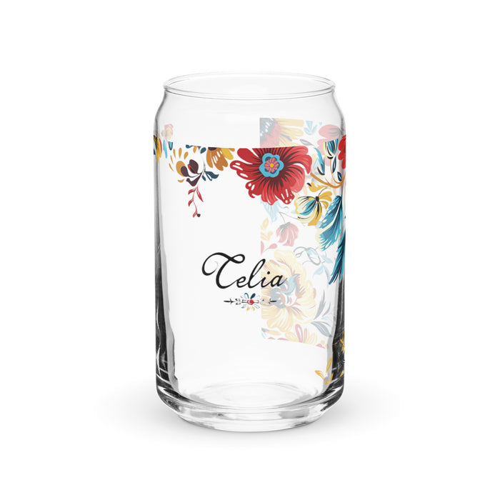 Celia Exclusive Name Art Piece Can-Shaped Glass Home Office Work Mexican Spanish Pride Gift Cup One-Of-A-Kind Calligraphy Glass | C20