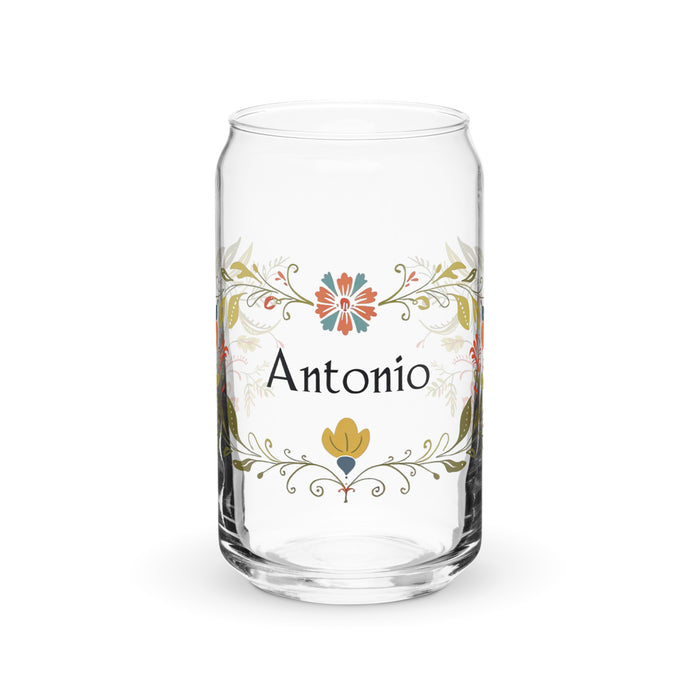 Antonio Exclusive Name Art Piece Can-Shaped Glass Home Office Work Mexican Spanish Pride Gift Cup One-Of-A-Kind Calligraphy Glass | A11