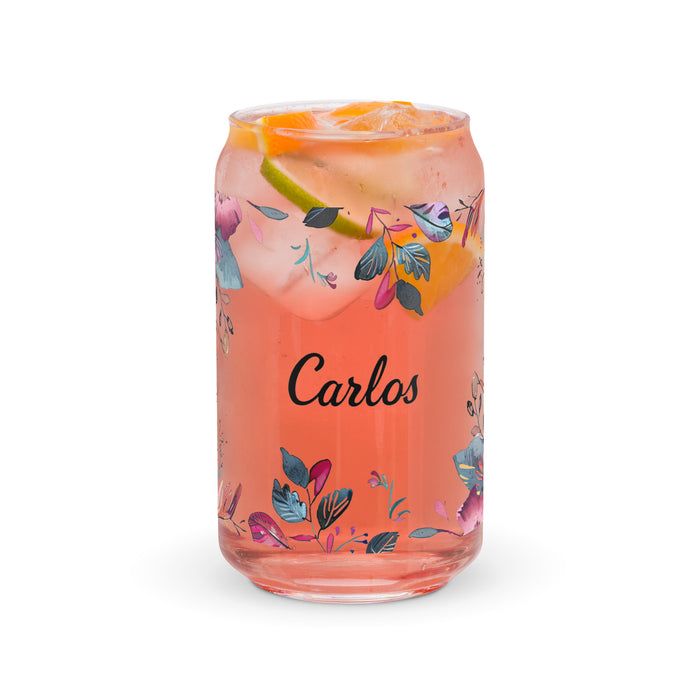 Carlos Exclusive Name Art Piece Can-Shaped Glass Home Office Work Mexican Spanish Pride Gift Cup One-Of-A-Kind Calligraphy Glass | C20