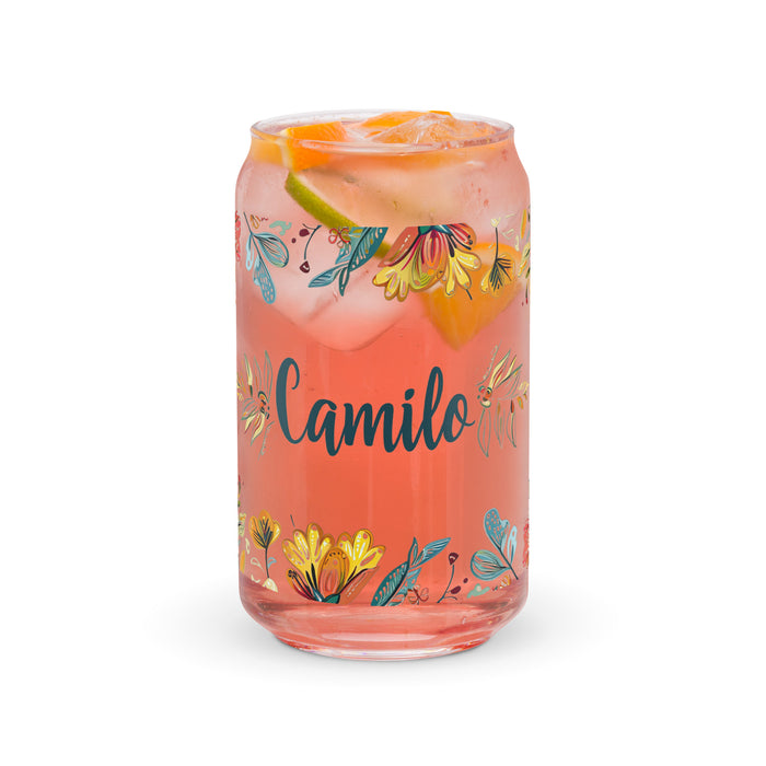 Camilo Exclusive Name Art Piece Can-Shaped Glass Home Office Work Mexican Spanish Pride Gift Cup One-Of-A-Kind Calligraphy Glass | C6