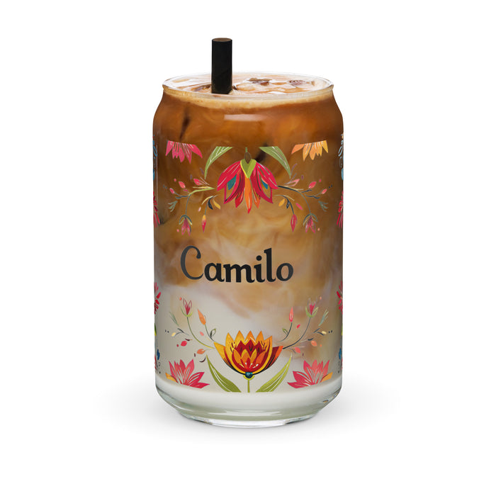 Camilo Exclusive Name Art Piece Can-Shaped Glass Home Office Work Mexican Spanish Pride Gift Cup One-Of-A-Kind Calligraphy Glass | C5