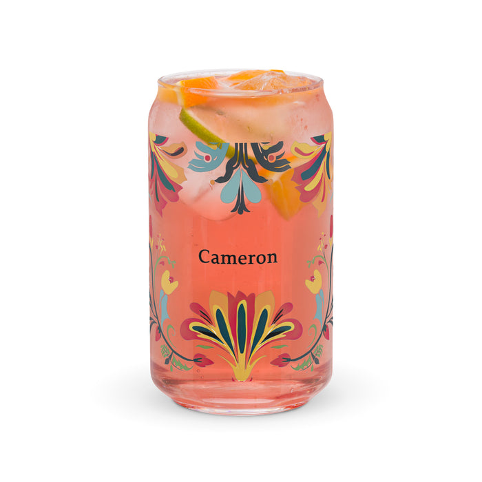 Cameron Exclusive Name Art Piece Can-Shaped Glass Home Office Work Mexican Spanish Pride Gift Cup One-Of-A-Kind Calligraphy Glass | C11