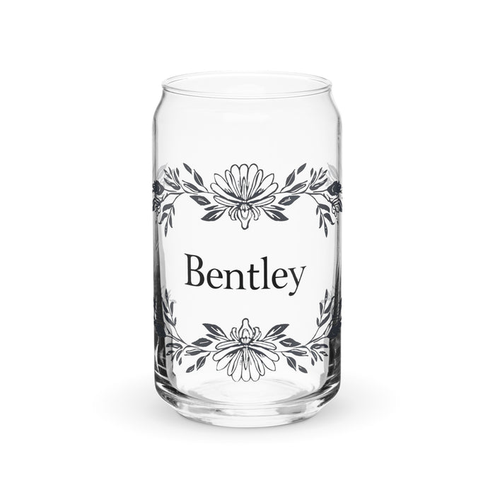 Pieza de arte con nombre exclusivo de Bentley, vaso de vidrio con forma de lata, regalo para el hogar, la oficina, el trabajo, orgullo mexicano, vaso de vidrio con caligrafía único en su tipo | B6