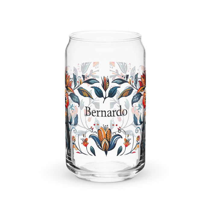 Bernardo Exclusive Name Art Piece Can-Shaped Glass Home Office Work Mexican Spanish Pride Gift Cup One-Of-A-Kind Calligraphy Glass | B8