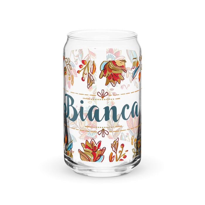 Pièce d'art exclusive Bianca en verre en forme de canette pour la maison, le bureau, le travail, la fierté mexicaine et espagnole, tasse cadeau, verre de calligraphie unique en son genre | B12