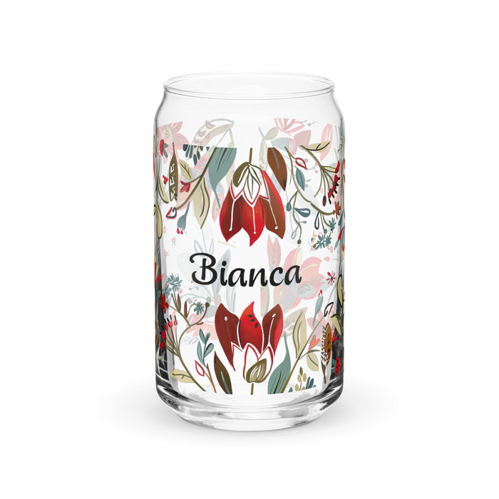 Bianca Exclusive Name Art Piece Can-Shaped Glass Home Office Work Mexican Spanish Pride Gift Cup One-Of-A-Kind Calligraphy Glass | B15