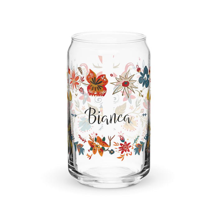 Pièce d'art exclusive Bianca en verre en forme de canette pour la maison, le bureau, le travail, la fierté mexicaine et espagnole, tasse cadeau, verre de calligraphie unique en son genre | B16