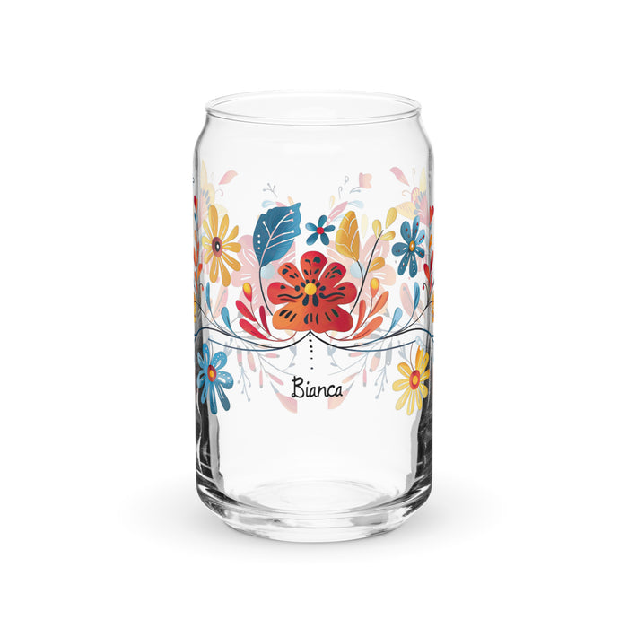 Pièce d'art exclusive Bianca en verre en forme de canette pour la maison, le bureau, le travail, la fierté mexicaine et espagnole, tasse cadeau, verre de calligraphie unique en son genre | B25