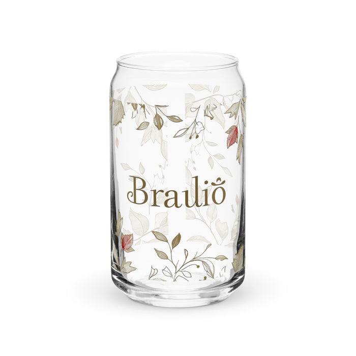 Braulio Exclusive Name Art Piece Can-Shaped Glass Home Office Work Mexican Spanish Pride Gift Cup One-Of-A-Kind Calligraphy Glass | B1