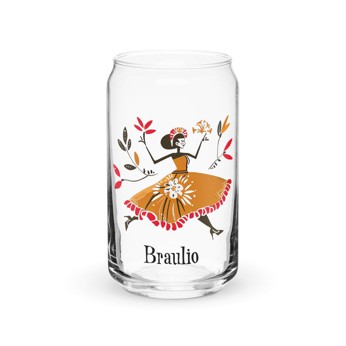 Braulio Exclusive Name Art Piece Can-Shaped Glass Home Office Work Mexican Spanish Pride Gift Cup One-Of-A-Kind Calligraphy Glass | B8