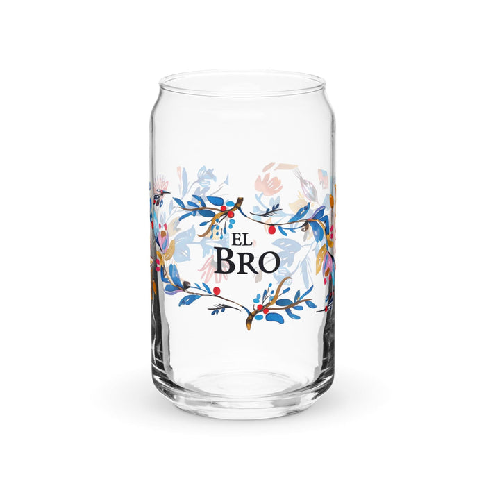 El Bro Exclusive Art Piece Can-Shaped Glass Home Office Work Mexican Spanish Pride Gift Cup One-Of-A-Kind Calligraphy Glass | E3