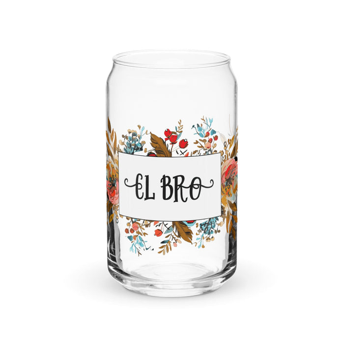 El Bro Exclusive Art Piece Can-Shaped Glass Home Office Work Mexican Spanish Pride Gift Cup One-Of-A-Kind Calligraphy Glass | E9