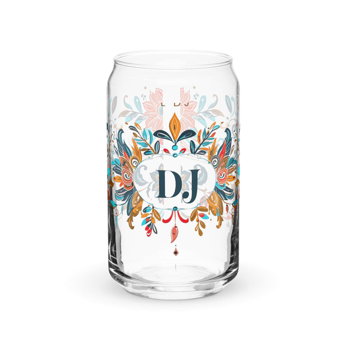 El Dj Exclusive Art Piece Can-Shaped Glass Home Office Work Mexican Spanish Pride Gift Cup One-Of-A-Kind Calligraphy Glass | E2