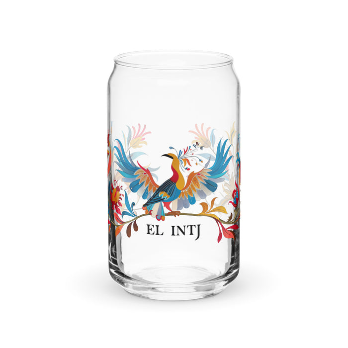 El Intj Exclusive Art Piece Can-Shaped Glass Home Office Work Mexican Spanish Pride Gift Cup One-Of-A-Kind Calligraphy Glass | E2