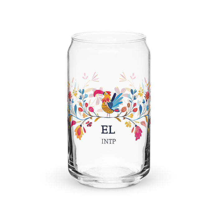 El Intp Exclusive Art Piece Can-Shaped Glass Home Office Work Mexican Spanish Pride Gift Cup One-Of-A-Kind Calligraphy Glass | E3