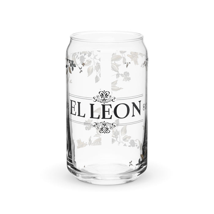 El León Exclusive Art Piece Can-Shaped Glass Home Office Work Mexican Spanish Pride Gift Cup One-Of-A-Kind Calligraphy Glass | E1