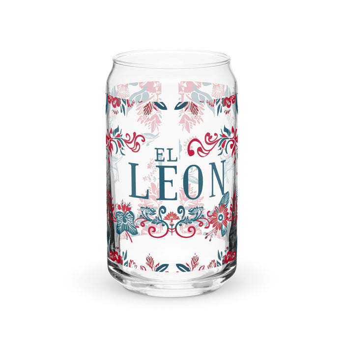 Pieza de arte exclusiva de El León, vaso de vidrio con forma de lata, regalo para el hogar, la oficina, el trabajo, el orgullo mexicano, vaso de vidrio con caligrafía única en su tipo | E2