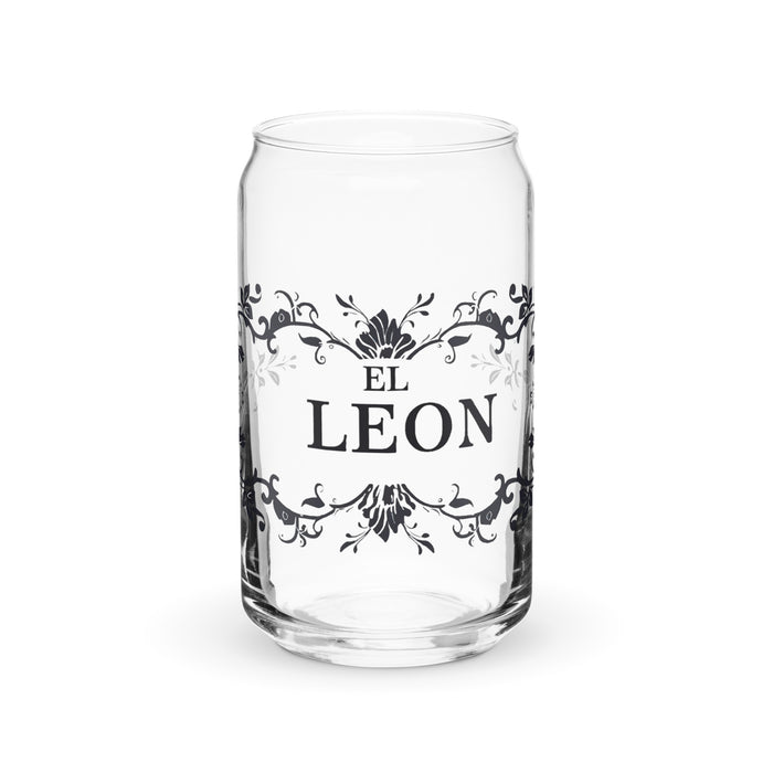 El León Exclusive Art Piece Can-Shaped Glass Home Office Work Mexican Spanish Pride Gift Cup One-Of-A-Kind Calligraphy Glass | E3