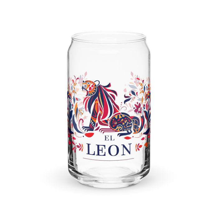 El León Pièce d'art exclusive en verre en forme de canette Bureau à domicile Travail Tasse cadeau de fierté espagnole mexicaine Verre de calligraphie unique en son genre | E4