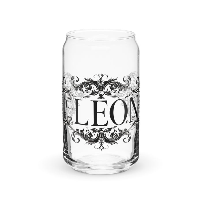 El León Exclusive Art Piece Can-Shaped Glass Home Office Work Mexican Spanish Pride Gift Cup One-Of-A-Kind Calligraphy Glass | E9