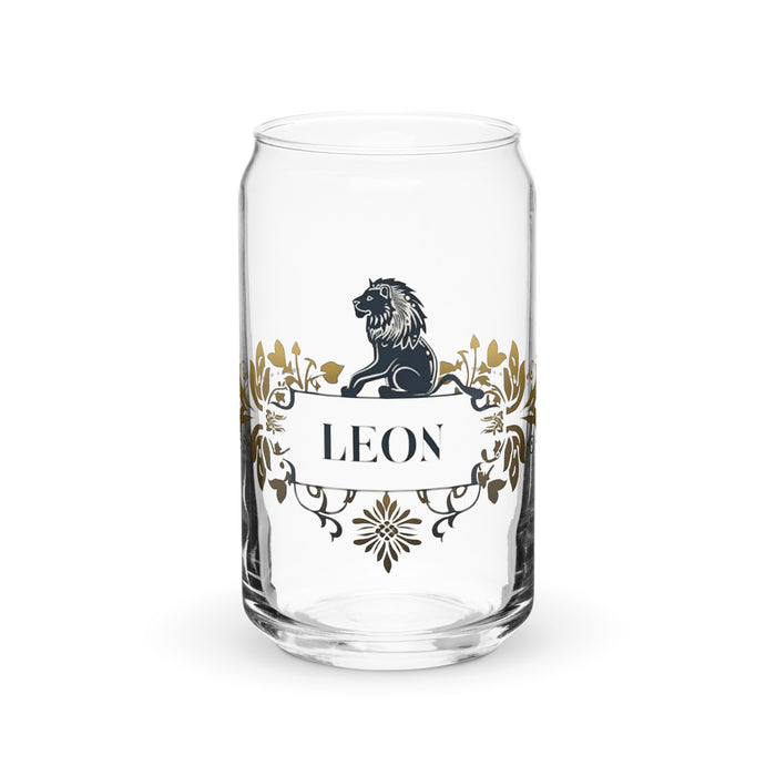 El León Exclusive Art Piece Can-Shaped Glass Home Office Work Mexican Spanish Pride Gift Cup One-Of-A-Kind Calligraphy Glass | E13