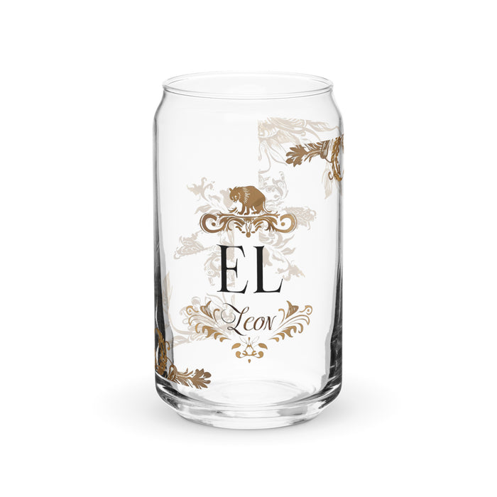 El León Exclusive Art Piece Can-Shaped Glass Home Office Work Mexican Spanish Pride Gift Cup One-Of-A-Kind Calligraphy Glass | E14