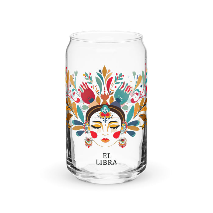 El Libra Exclusive Art Piece Can-Shaped Glass Home Office Work Mexican Spanish Pride Gift Cup One-Of-A-Kind Calligraphy Glass | E1