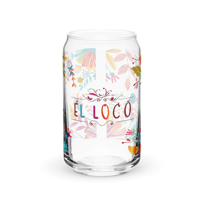 El Loco Exclusive Art Piece Can-Shaped Glass Home Office Work Mexican Spanish Pride Gift Cup One-Of-A-Kind Calligraphy Glass | E3