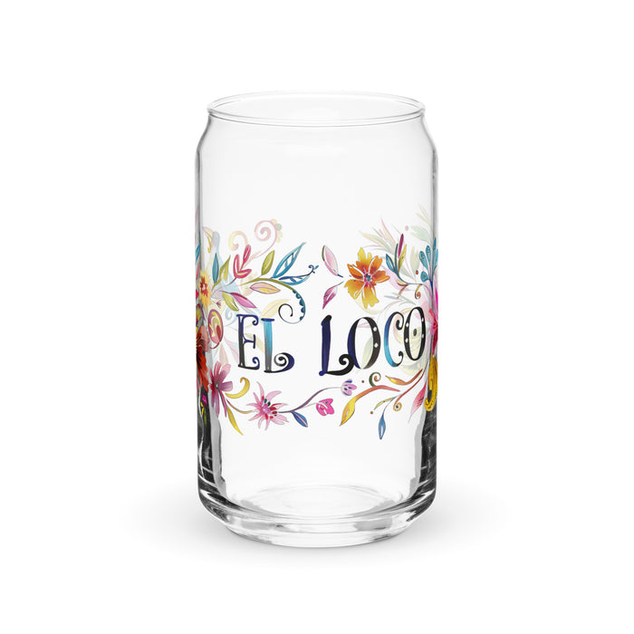 El Loco Exclusive Art Piece Can-Shaped Glass Home Office Work Mexican Spanish Pride Gift Cup One-Of-A-Kind Calligraphy Glass | E7