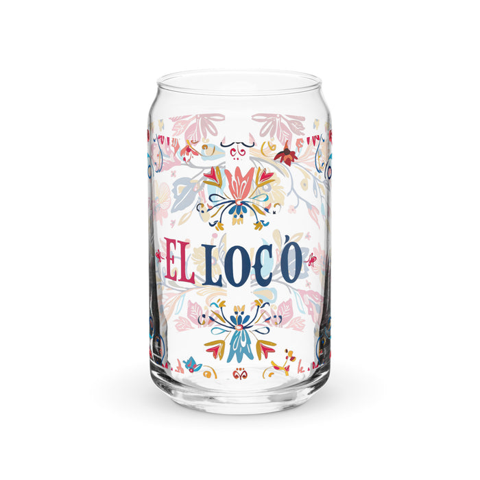 El Loco Exclusive Art Piece Can-Shaped Glass Home Office Work Mexican Spanish Pride Gift Cup One-Of-A-Kind Calligraphy Glass | E8