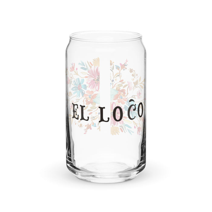 El Loco Exclusive Art Piece Can-Shaped Glass Home Office Work Mexican Spanish Pride Gift Cup One-Of-A-Kind Calligraphy Glass | E12