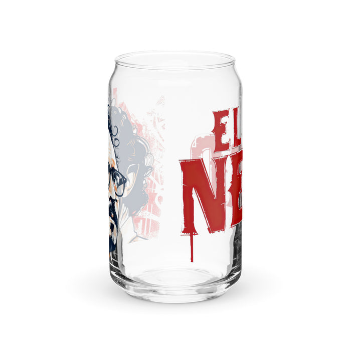 El Nerd Exclusive Art Piece Can-Shaped Glass Home Office Work Mexican Spanish Pride Gift Cup One-Of-A-Kind Calligraphy Glass | E4