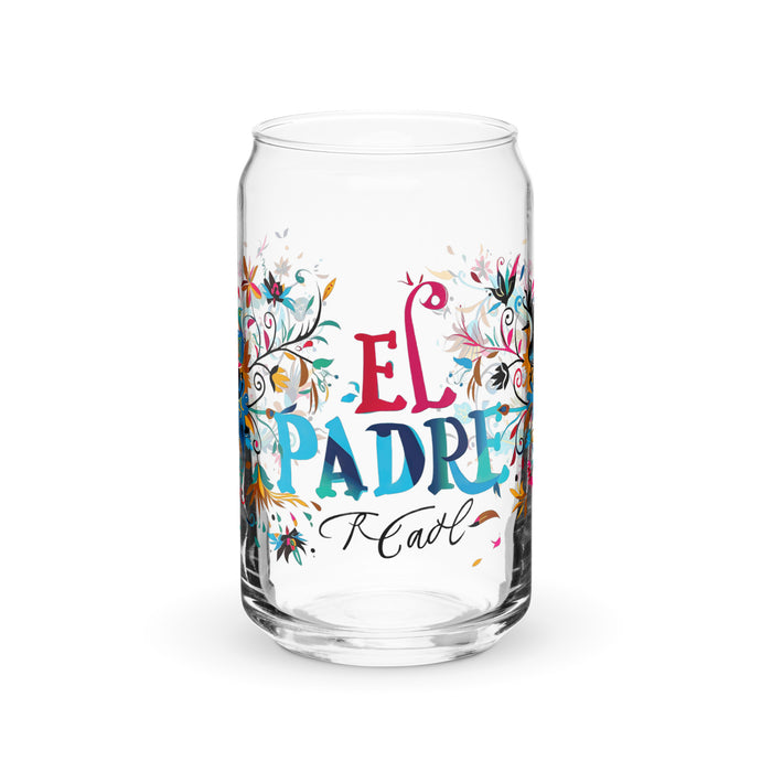 El Padre Exclusive Art Piece Can-Shaped Glass Home Office Work Mexican Spanish Pride Gift Cup One-Of-A-Kind Calligraphy Glass | E2