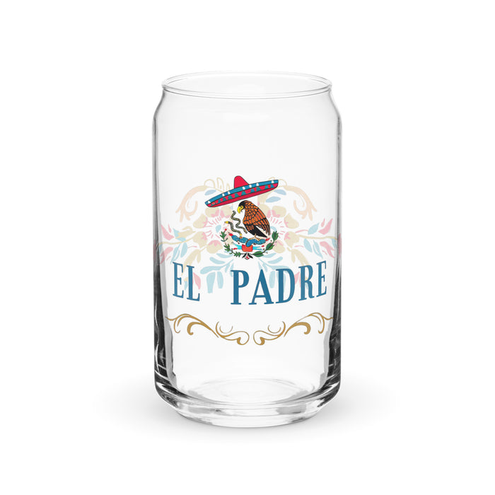 Pieza de arte exclusiva de El Padre, vaso de vidrio con forma de lata, regalo para el hogar, la oficina, el trabajo, el orgullo mexicano, vaso de vidrio con caligrafía única en su tipo | E6