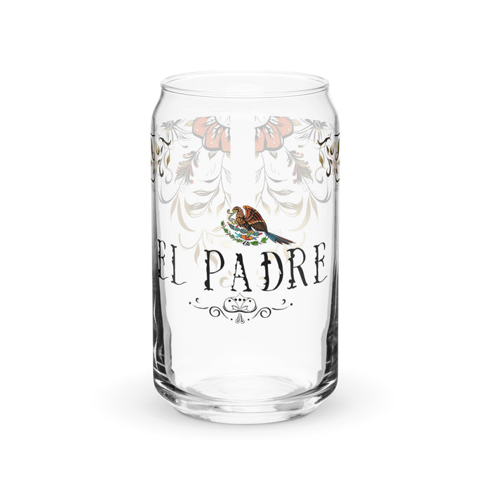 El Padre Exclusive Art Piece Can-Shaped Glass Home Office Work Mexican Spanish Pride Gift Cup One-Of-A-Kind Calligraphy Glass | E10