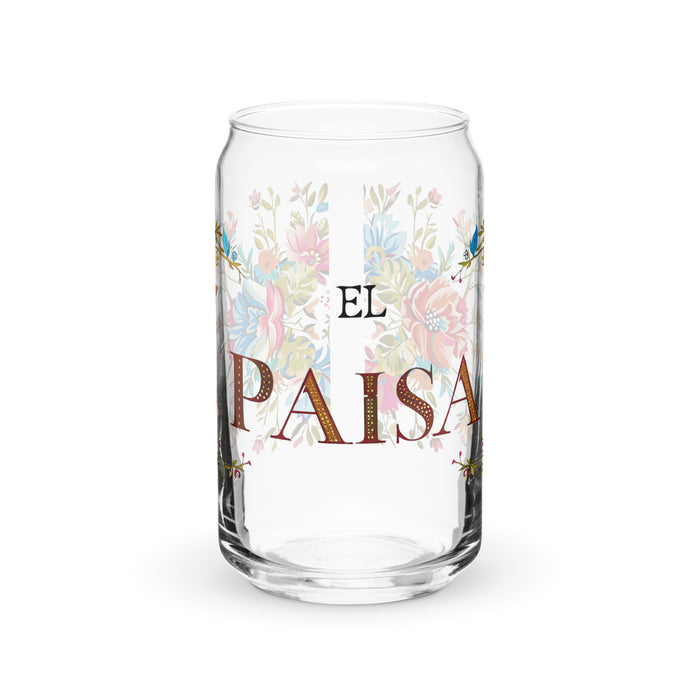 El Paisa Exclusive Art Piece Can-Shaped Glass Home Office Work Mexican Spanish Pride Gift Cup One-Of-A-Kind Calligraphy Glass | E3