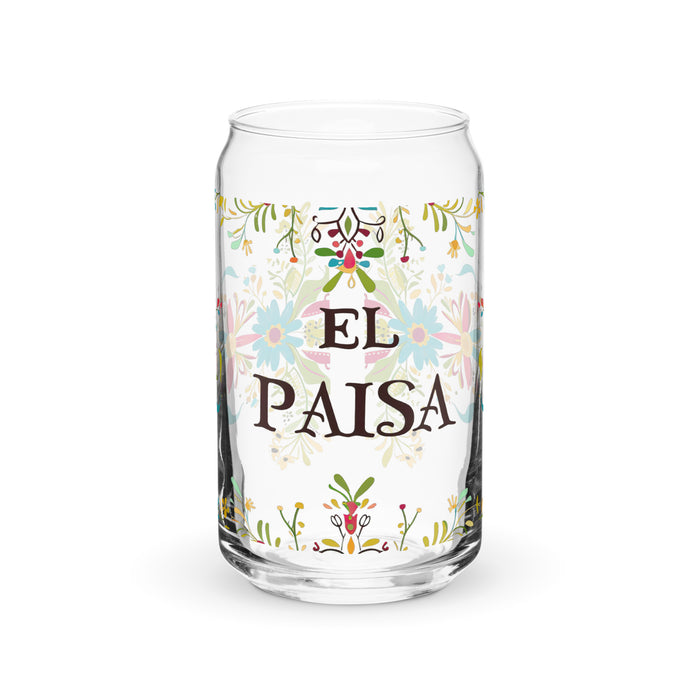 El Paisa Exclusive Art Piece Can-Shaped Glass Home Office Work Mexican Spanish Pride Gift Cup One-Of-A-Kind Calligraphy Glass | E4