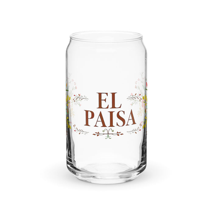 El Paisa Exclusive Art Piece Can-Shaped Glass Home Office Work Mexican Spanish Pride Gift Cup One-Of-A-Kind Calligraphy Glass | E5