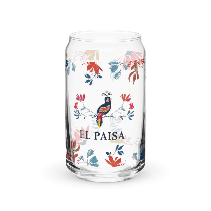 El Paisa Exclusive Art Piece Can-Shaped Glass Home Office Work Mexican Spanish Pride Gift Cup One-Of-A-Kind Calligraphy Glass | E8