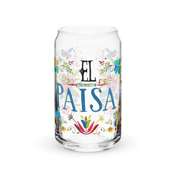 El Paisa Exclusive Art Piece Can-Shaped Glass Home Office Work Mexican Spanish Pride Gift Cup One-Of-A-Kind Calligraphy Glass | E9