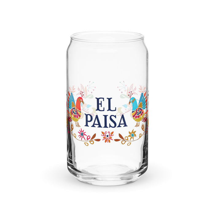 El Paisa Exclusive Art Piece Can-Shaped Glass Home Office Work Mexican Spanish Pride Gift Cup One-Of-A-Kind Calligraphy Glass | E10