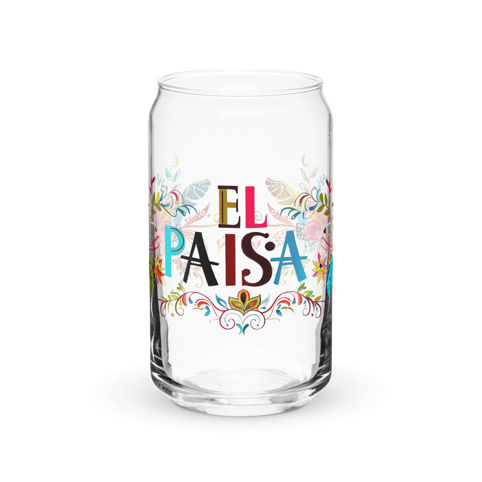 El Paisa Exclusive Art Piece Can-Shaped Glass Home Office Work Mexican Spanish Pride Gift Cup One-Of-A-Kind Calligraphy Glass | E13