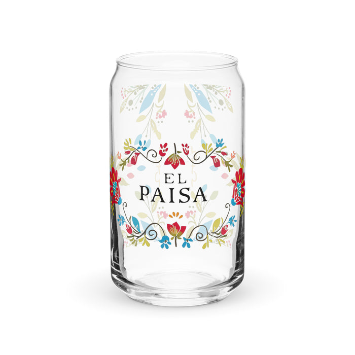 El Paisa Exclusive Art Piece Can-Shaped Glass Home Office Work Mexican Spanish Pride Gift Cup One-Of-A-Kind Calligraphy Glass | E16