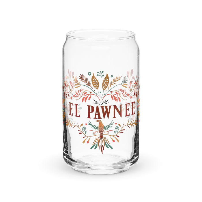 El Pawnee Exclusive Art Piece Can-Shaped Glass Home Office Work Mexican Spanish Pride Gift Cup One-Of-A-Kind Calligraphy Glass | E2